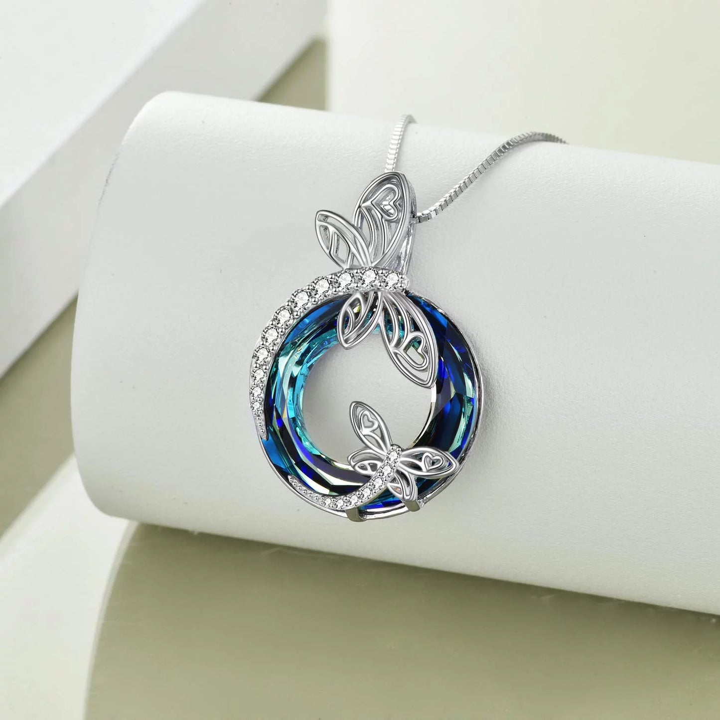 Mother'S Day Gifts S925 Sterling Silver Dragonfly Pendant Necklaces with Blue Crystal Dragonfly Jewelry Mothers Day Gifts