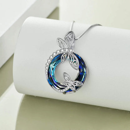 Mother'S Day Gifts S925 Sterling Silver Dragonfly Pendant Necklaces with Blue Crystal Dragonfly Jewelry Mothers Day Gifts