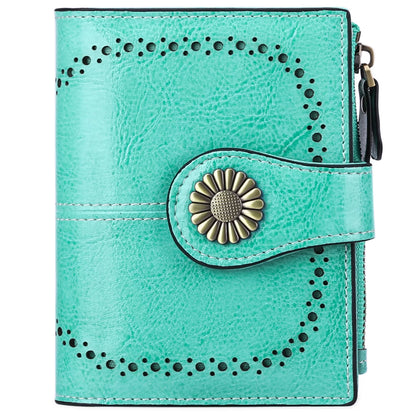 Small Wallet Genuine Leather Bifold Purse RFID Blocking Card Holder