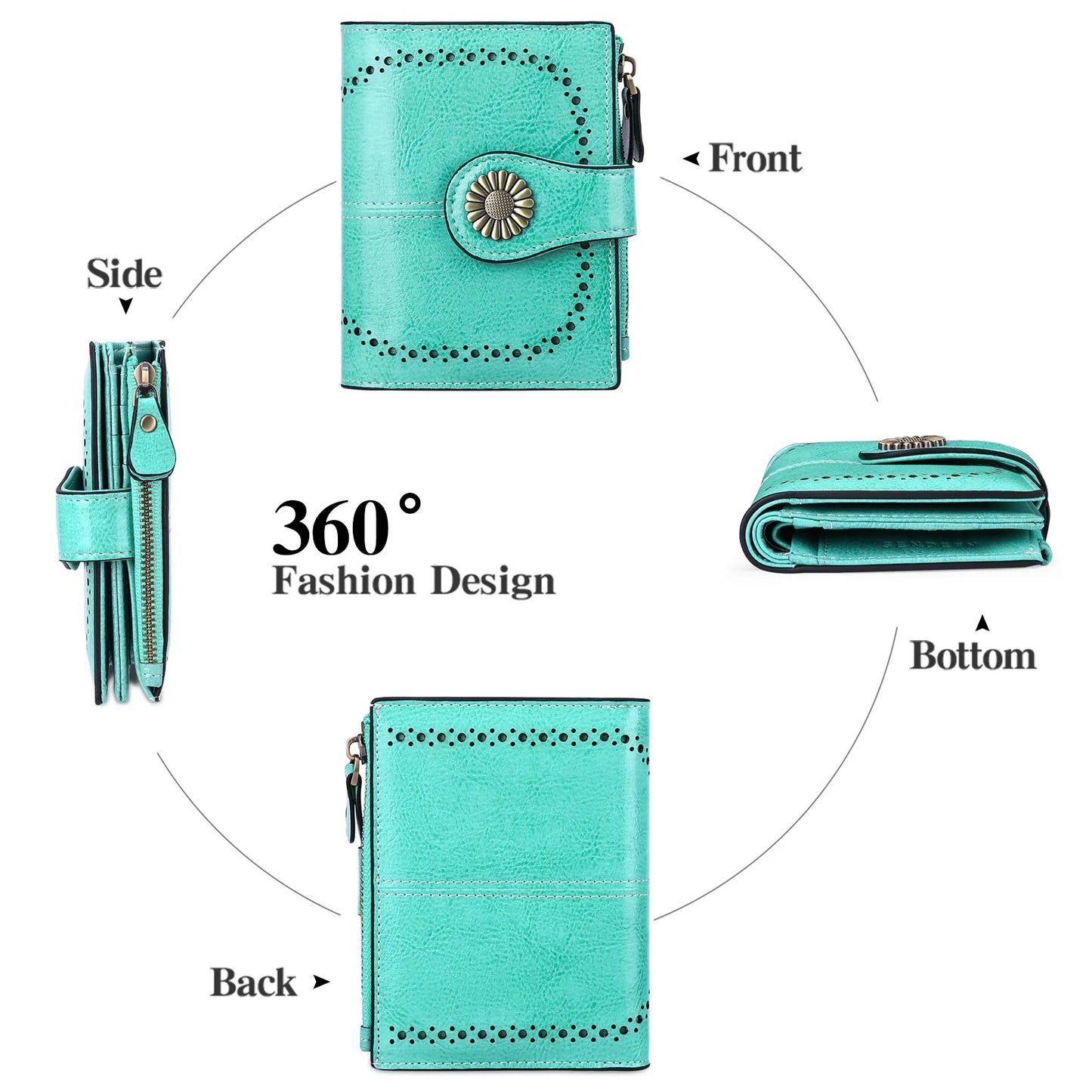 Small Wallet Genuine Leather Bifold Purse RFID Blocking Card Holder