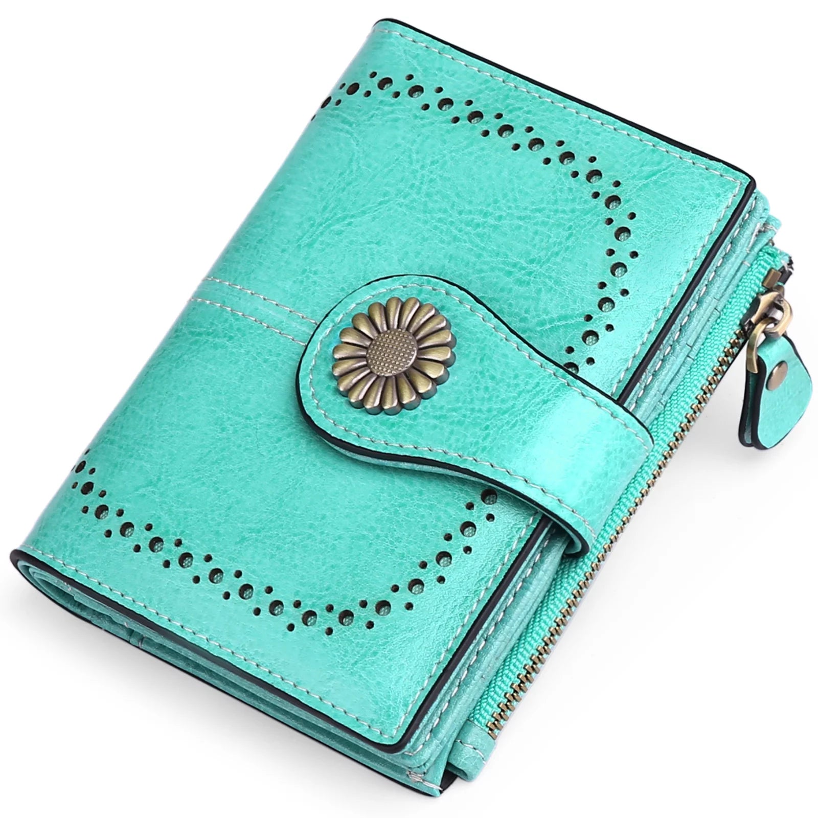 Small Wallet Genuine Leather Bifold Purse RFID Blocking Card Holder