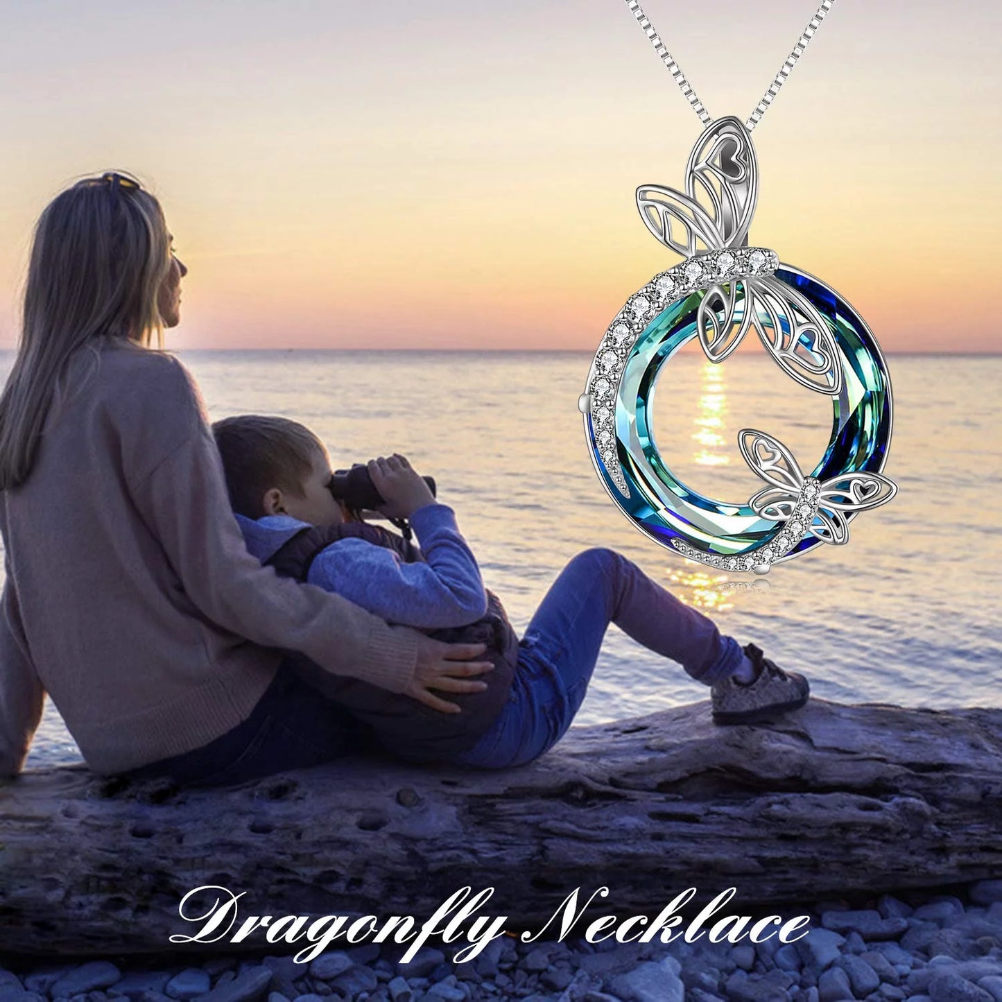 Mother'S Day Gifts S925 Sterling Silver Dragonfly Pendant Necklaces with Blue Crystal Dragonfly Jewelry Mothers Day Gifts