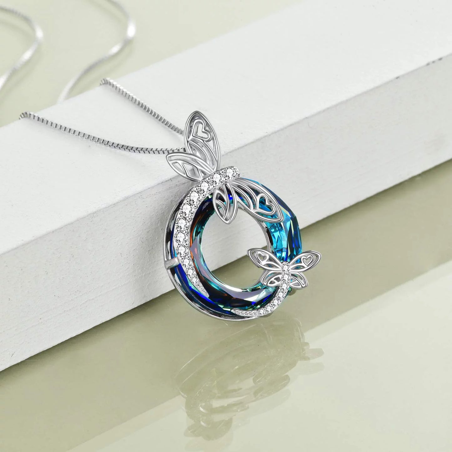 Mother'S Day Gifts S925 Sterling Silver Dragonfly Pendant Necklaces with Blue Crystal Dragonfly Jewelry Mothers Day Gifts