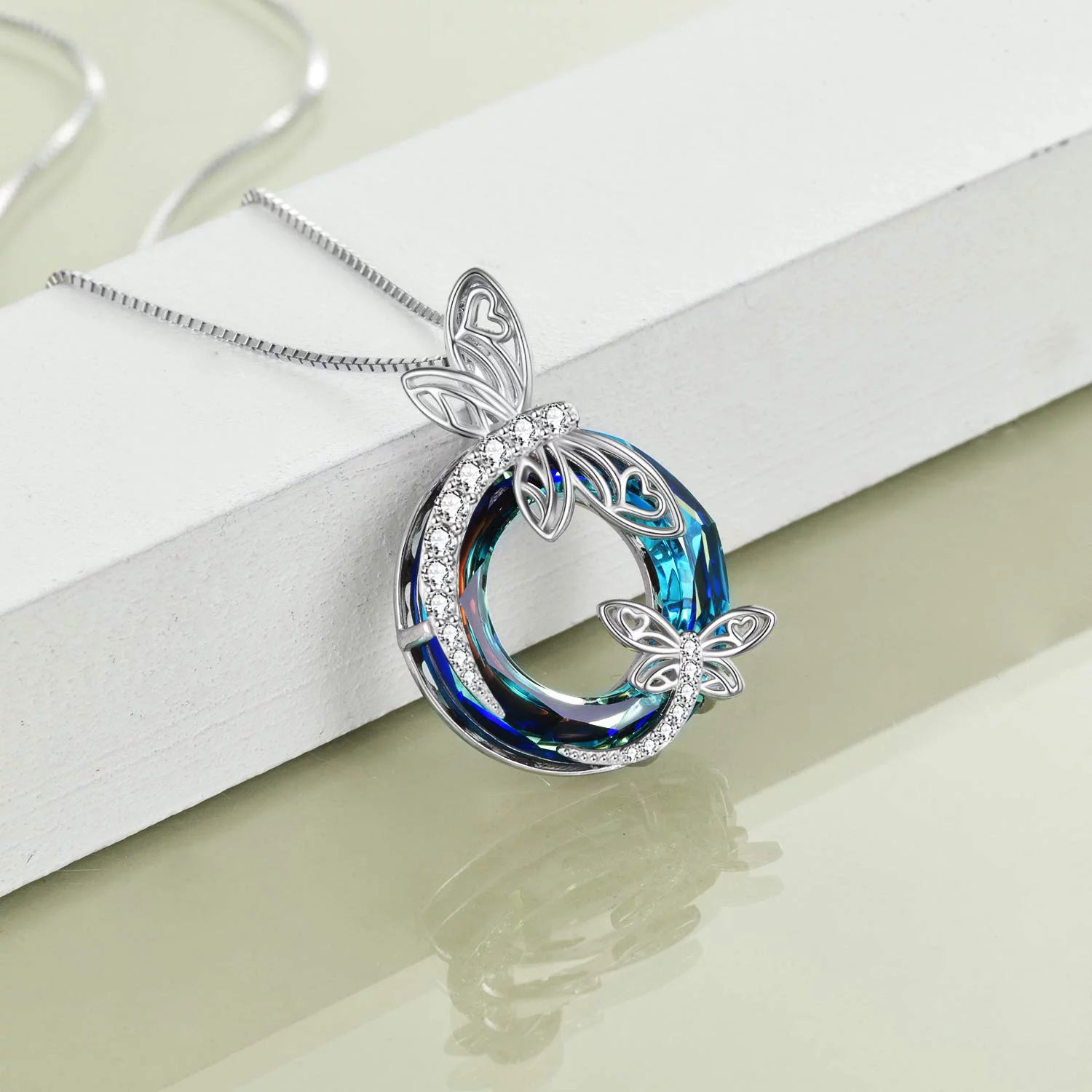 Mother'S Day Gifts S925 Sterling Silver Dragonfly Pendant Necklaces with Blue Crystal Dragonfly Jewelry Mothers Day Gifts