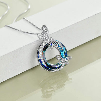 Mother'S Day Gifts S925 Sterling Silver Dragonfly Pendant Necklaces with Blue Crystal Dragonfly Jewelry Mothers Day Gifts