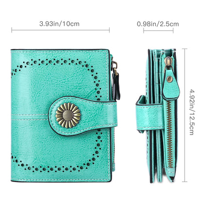 Small Wallet Genuine Leather Bifold Purse RFID Blocking Card Holder